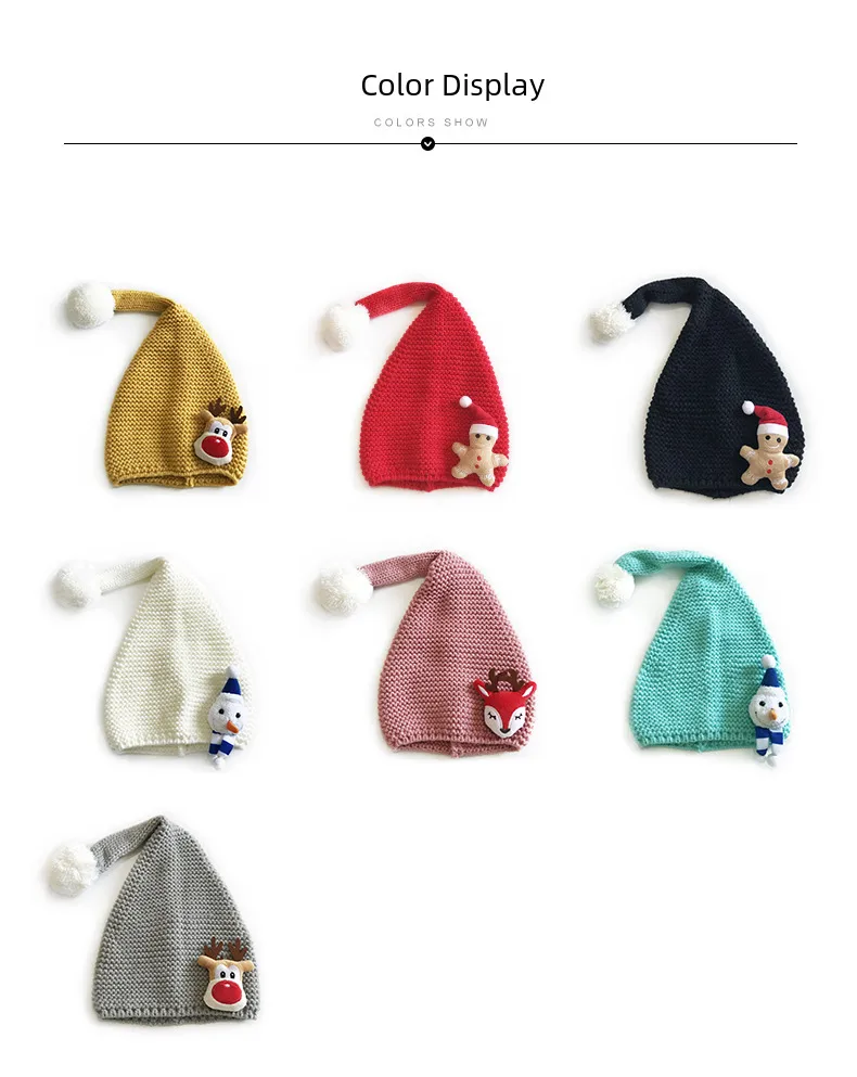 M303 Children's New Cartoon Christmas Sweet Fur Ball Cute Autumn And Winter Warm Pullover Casual Knitted Wool Hat display picture 1