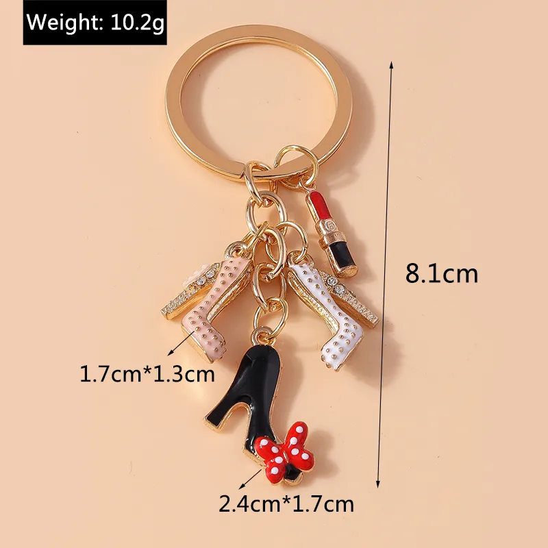 Cute Sweet Shiny Lipstick Butterfly High Heel Alloy Keychain display picture 7