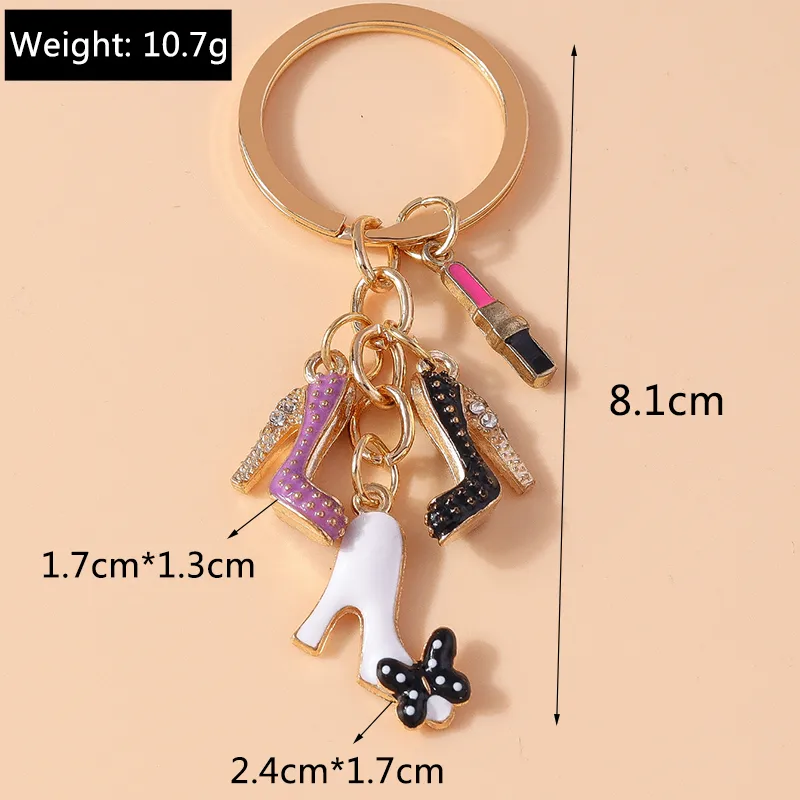 Cute Sweet Shiny Lipstick Butterfly High Heel Alloy Keychain display picture 8