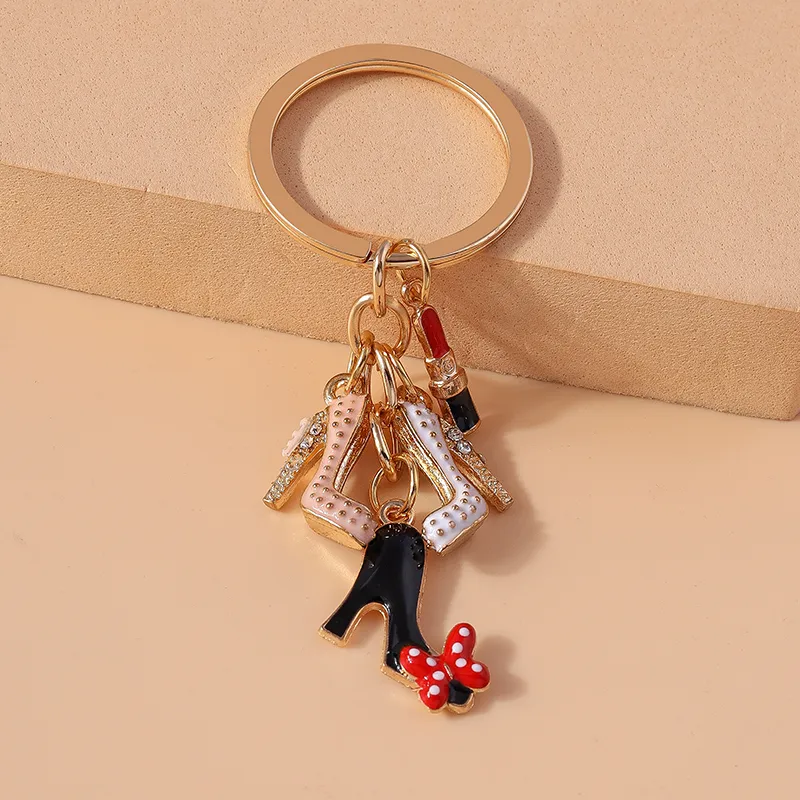 Cute Sweet Shiny Lipstick Butterfly High Heel Alloy Keychain display picture 6