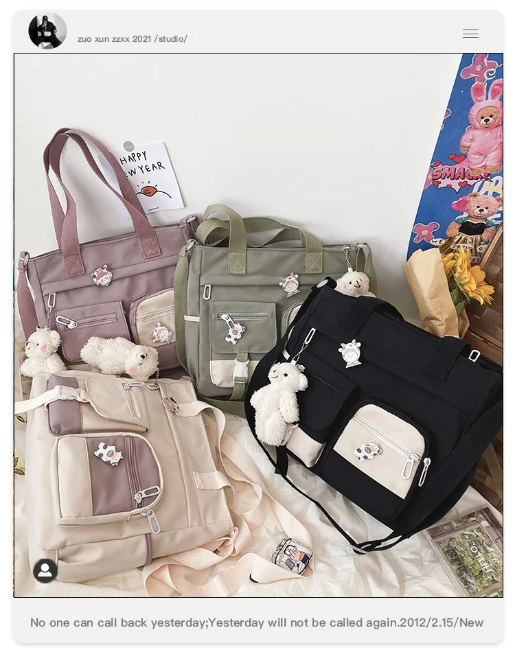 Korean-style Ulzzang Academy Style Vintage Mori Artistic  Girl Student Colored Large Capacity Shoulder Bag display picture 1