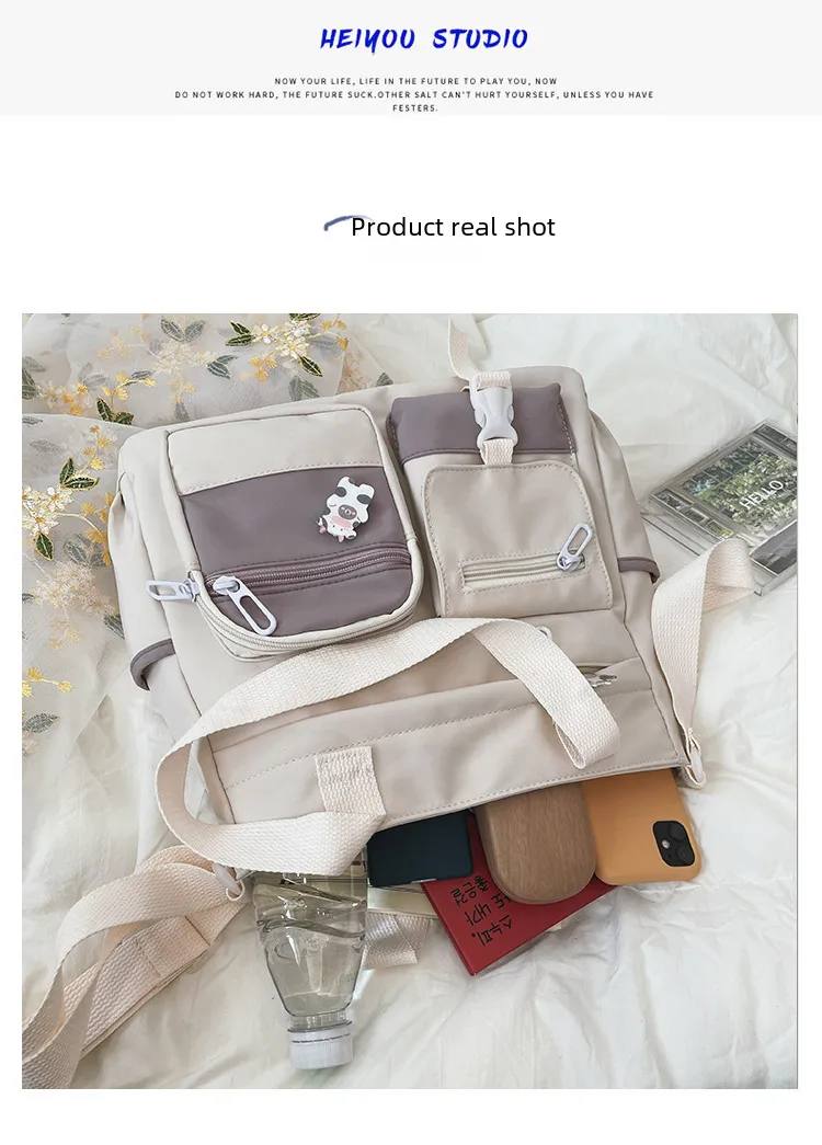 Korean-style Ulzzang Academy Style Vintage Mori Artistic  Girl Student Colored Large Capacity Shoulder Bag display picture 2