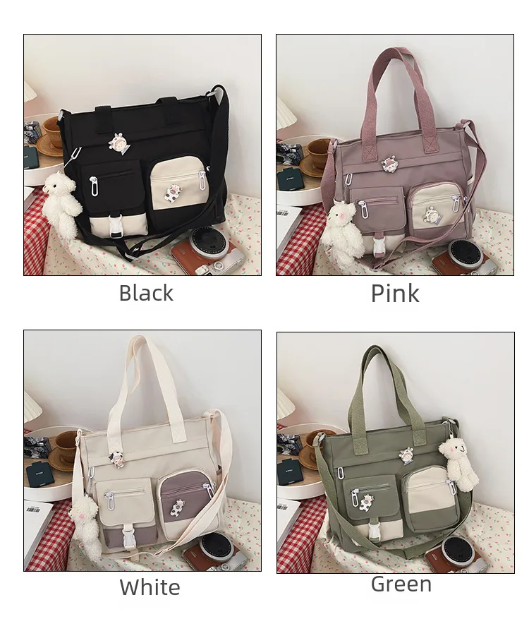 Korean-style Ulzzang Academy Style Vintage Mori Artistic  Girl Student Colored Large Capacity Shoulder Bag display picture 4