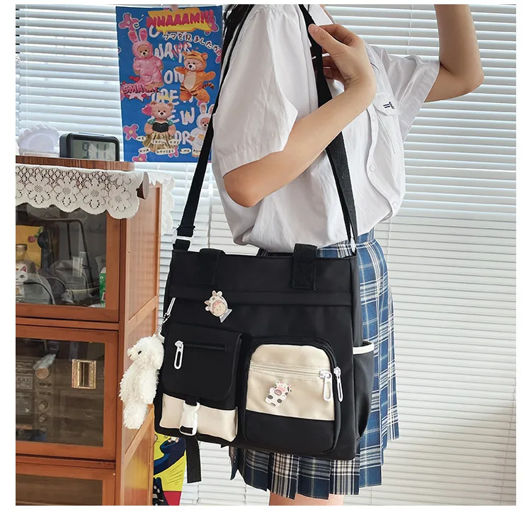 Korean-style Ulzzang Academy Style Vintage Mori Artistic  Girl Student Colored Large Capacity Shoulder Bag display picture 5