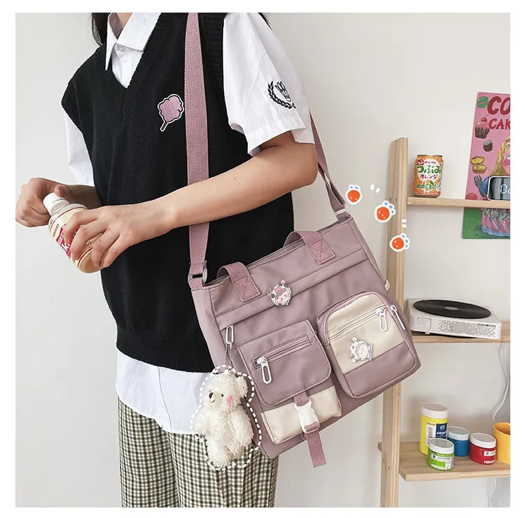 Korean-style Ulzzang Academy Style Vintage Mori Artistic  Girl Student Colored Large Capacity Shoulder Bag display picture 7