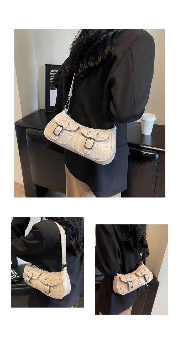 Wholesale Sweet Cool Motorcycle Bag For Women  New Niche Fashion Shoulder Underarm Bag Small Red Book  Women's Bag display picture 10