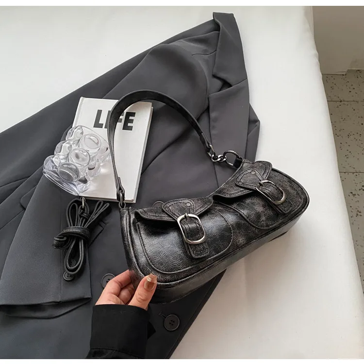 Wholesale Sweet Cool Motorcycle Bag For Women  New Niche Fashion Shoulder Underarm Bag Small Red Book  Women's Bag display picture 12