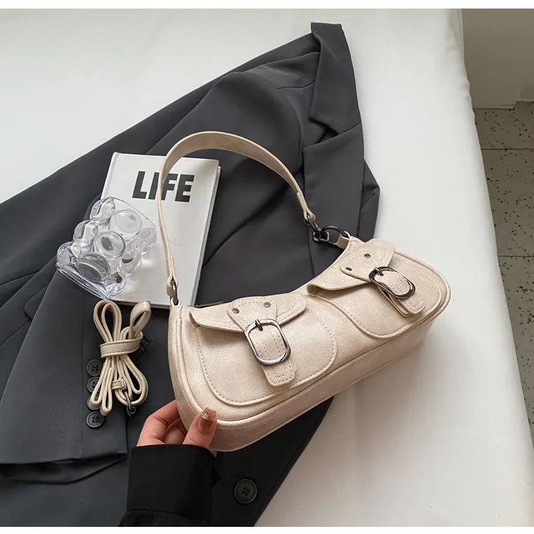 Wholesale Sweet Cool Motorcycle Bag For Women  New Niche Fashion Shoulder Underarm Bag Small Red Book  Women's Bag display picture 13