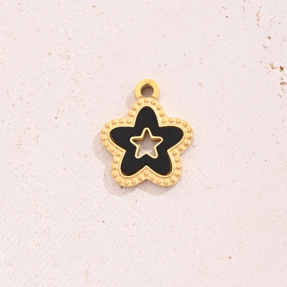 1 Pc/Package 15x12.5mm Hole 1~1.9mm 304 Stainless Steel Shell 18K Gold Plated Star Simple Solid Color Polished Pendant display picture 3