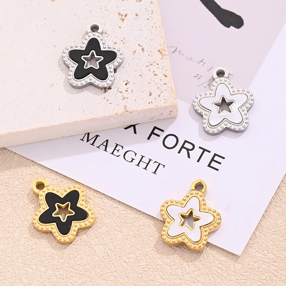 1 Pc/Package 15x12.5mm Hole 1~1.9mm 304 Stainless Steel Shell 18K Gold Plated Star Simple Solid Color Polished Pendant display picture 1