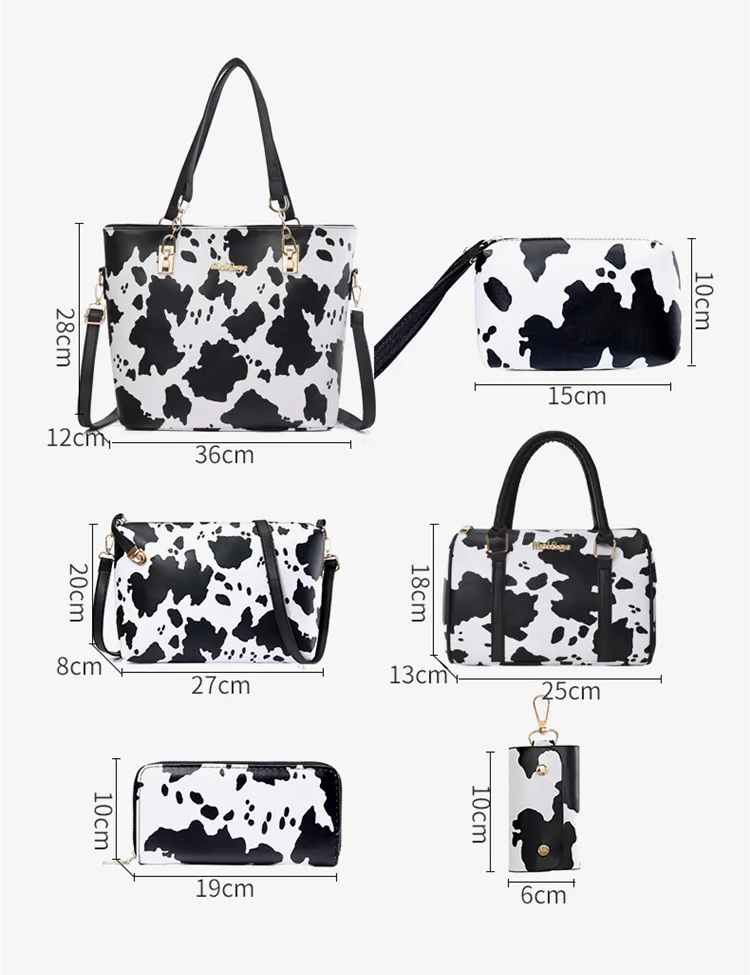 Women's Large Pu Leather Cow Pattern Streetwear Square Zipper Shoulder Bag Handbag Tote Bag display picture 1