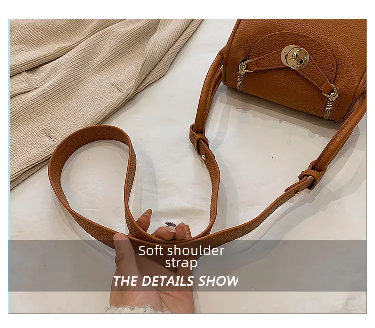Retro Western Style Children's Bag  New PU Litchi Pattern Mini Portable Crossbody Shoulder Small Square Bag Trendy display picture 4