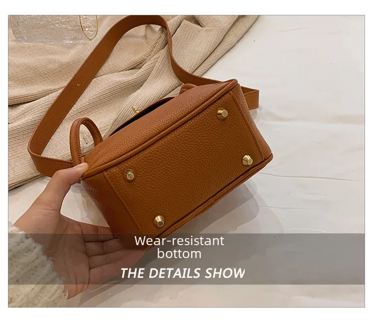 Retro Western Style Children's Bag  New PU Litchi Pattern Mini Portable Crossbody Shoulder Small Square Bag Trendy display picture 6