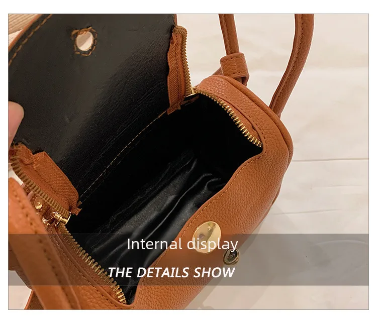 Retro Western Style Children's Bag  New PU Litchi Pattern Mini Portable Crossbody Shoulder Small Square Bag Trendy display picture 7