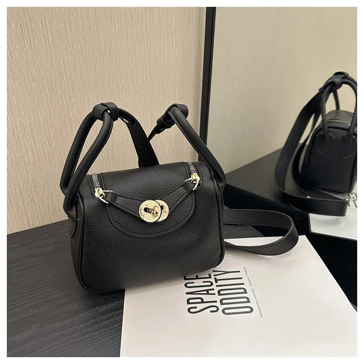 Retro Western Style Children's Bag  New PU Litchi Pattern Mini Portable Crossbody Shoulder Small Square Bag Trendy display picture 10