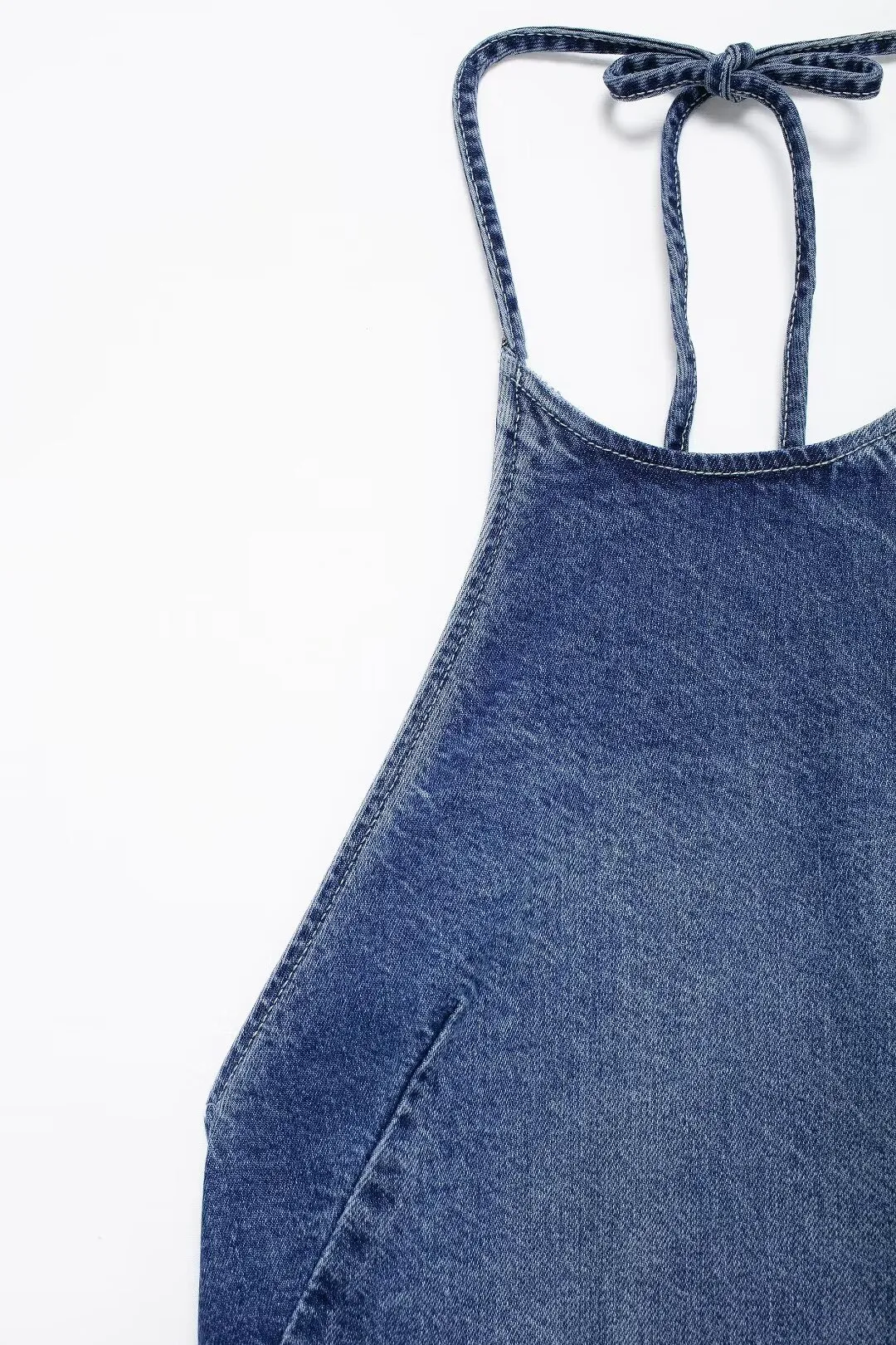Women's Denim Dress Sexy Halter Neck Sleeveless Solid Color Above Knee Holiday display picture 5