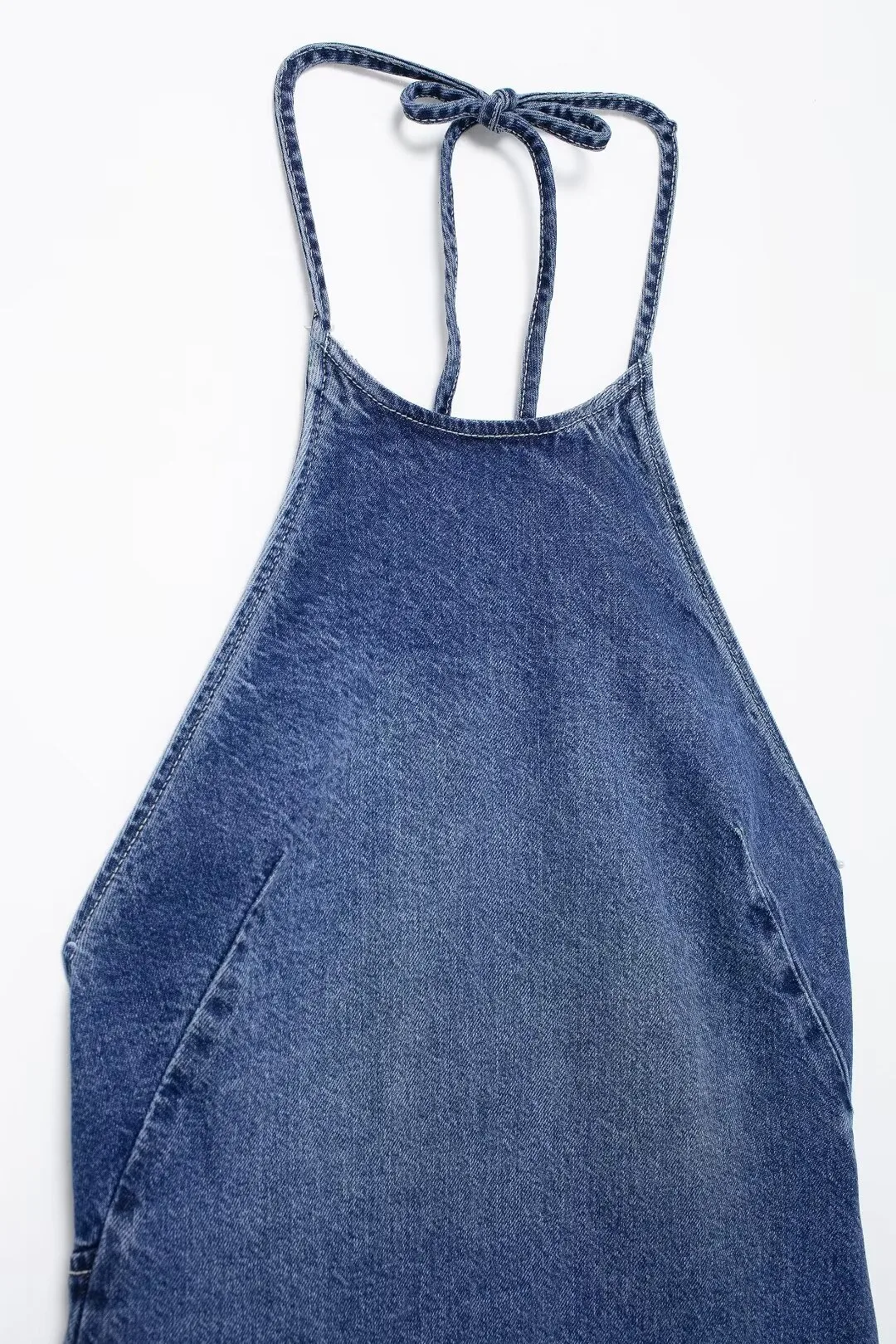 Women's Denim Dress Sexy Halter Neck Sleeveless Solid Color Above Knee Holiday display picture 6