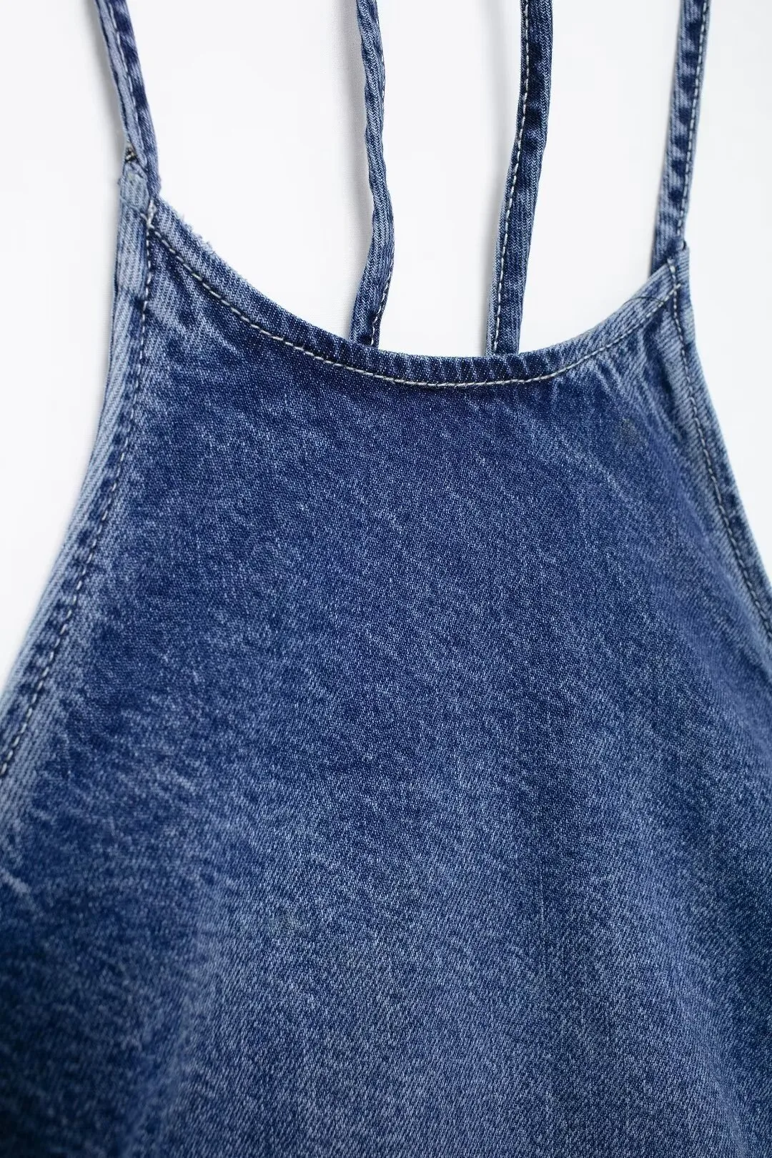 Women's Denim Dress Sexy Halter Neck Sleeveless Solid Color Above Knee Holiday display picture 9