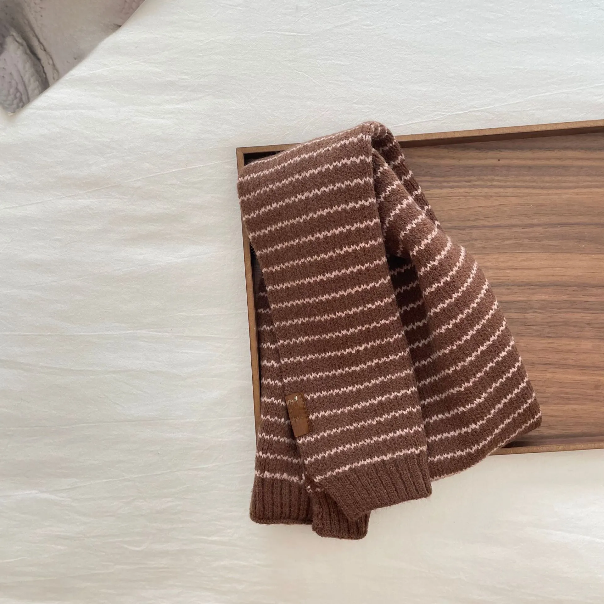 Han Fan Boys' Scarf Cool Trendy Handsome Striped Jacquard Knitted Scarf Children's Scarf display picture 2