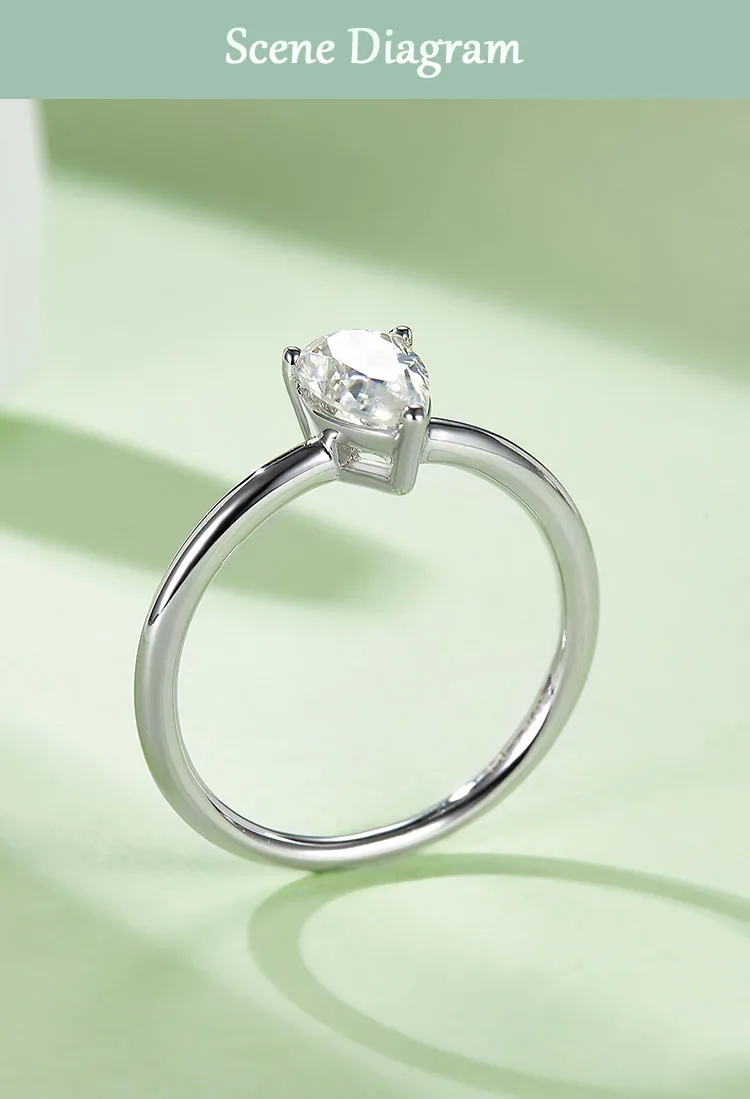 Rhodium Plated 925 Sterling Silver Zircon Water Droplets Rings display picture 5