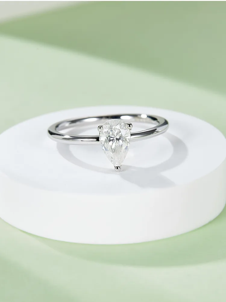 Rhodium Plated 925 Sterling Silver Zircon Water Droplets Rings display picture 6