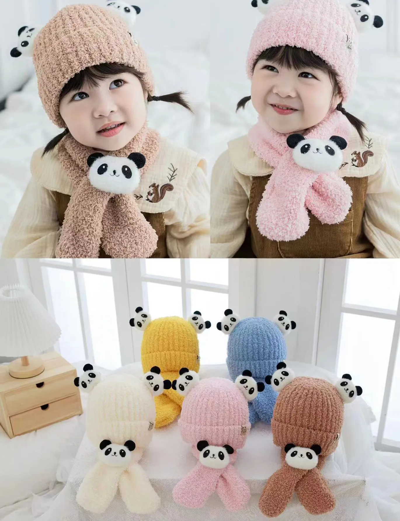 Children Unisex Cute Panda Wool Cap display picture 5