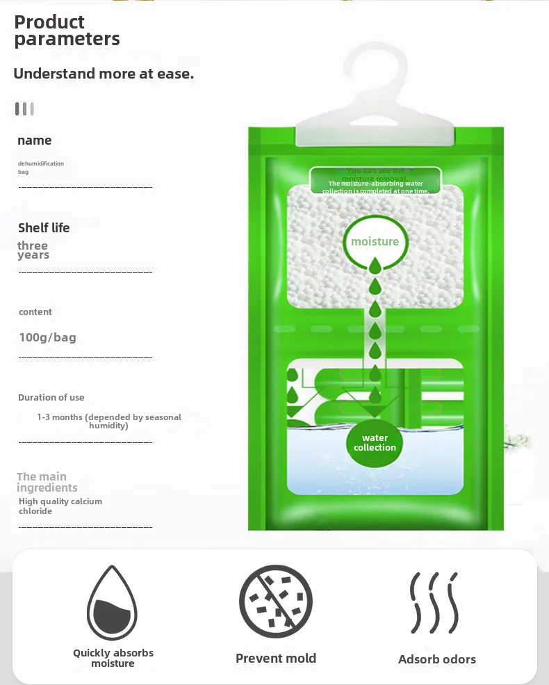 Hangable Dehumidification Bag Household Moisture-proof Agent Desiccant Moisture Absorption Bag Wardrobe Moisture-proof Dehumidifier A Generation Of Hair display picture 1