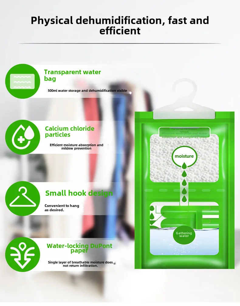 Hangable Dehumidification Bag Household Moisture-proof Agent Desiccant Moisture Absorption Bag Wardrobe Moisture-proof Dehumidifier A Generation Of Hair display picture 3