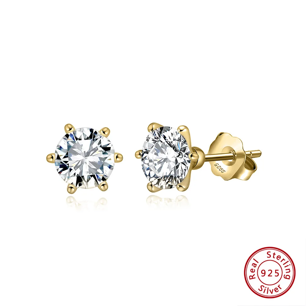 1 Pair White Gold Plated Silver Plated Sterling Silver Zircon Geometric Ear Studs display picture 2