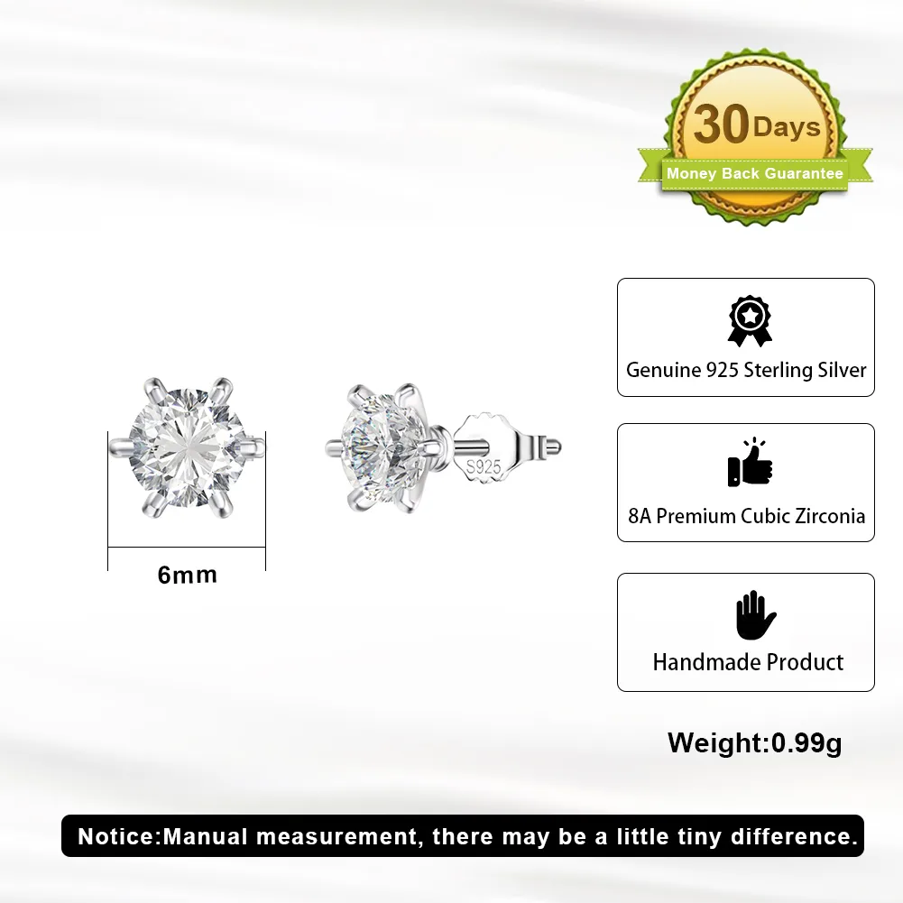 1 Pair White Gold Plated Silver Plated Sterling Silver Zircon Geometric Ear Studs display picture 3
