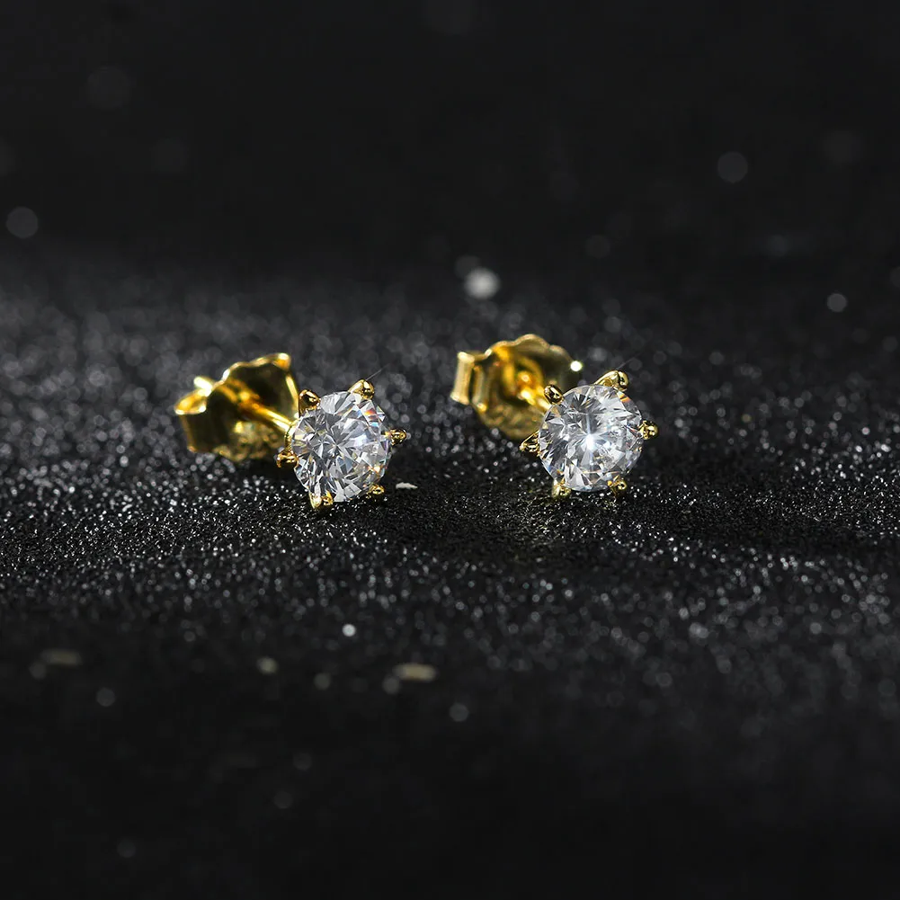 1 Pair White Gold Plated Silver Plated Sterling Silver Zircon Geometric Ear Studs display picture 4