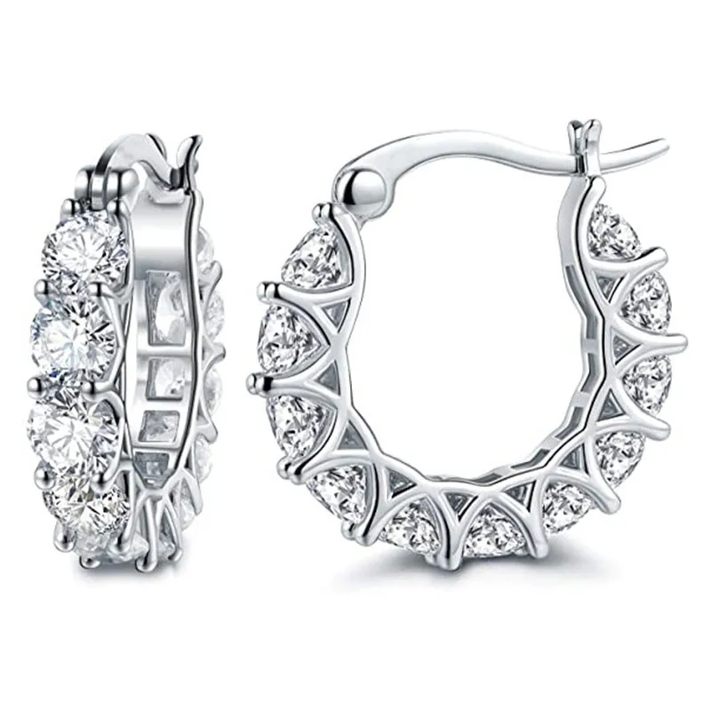 Fashion Full Inlaid Zircon Copper Lace Earrings U-shaped Earrings display picture 4