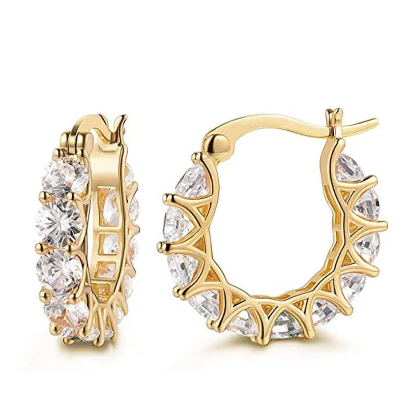 Fashion Full Inlaid Zircon Copper Lace Earrings U-shaped Earrings display picture 2