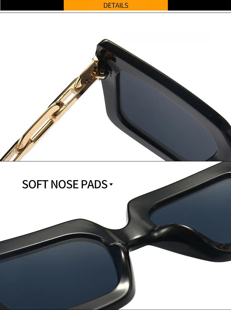 Square Chain High-end Sunglasses  New  Trend Large Frame Street Photo Glasses Frame Personality Women display picture 5