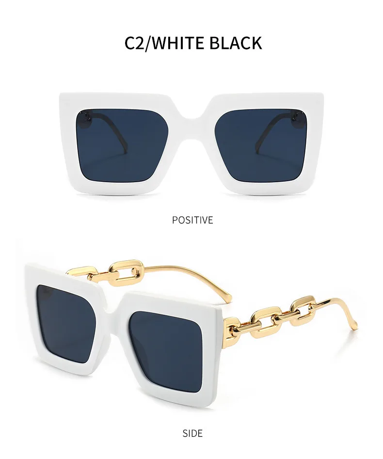 Square Chain High-end Sunglasses  New  Trend Large Frame Street Photo Glasses Frame Personality Women display picture 6