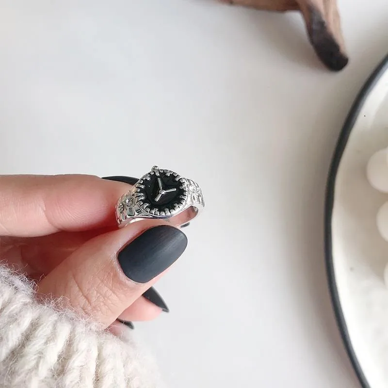 New  Creative Fashion Diamond Watch Decorative Ring Female S925 Thai Silver Couple Tail Ring Index Finger Ring Male display picture 1