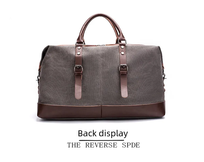 Canvas Travel Bag Men's Imitation Leather PU Outdoor Luggage Travel Fitness Photography Bag Large Capacity Handbag display picture 16