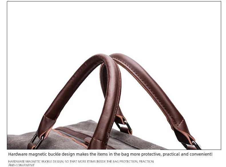 Canvas Travel Bag Men's Imitation Leather PU Outdoor Luggage Travel Fitness Photography Bag Large Capacity Handbag display picture 24