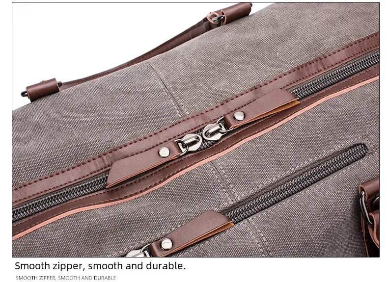 Canvas Travel Bag Men's Imitation Leather PU Outdoor Luggage Travel Fitness Photography Bag Large Capacity Handbag display picture 25