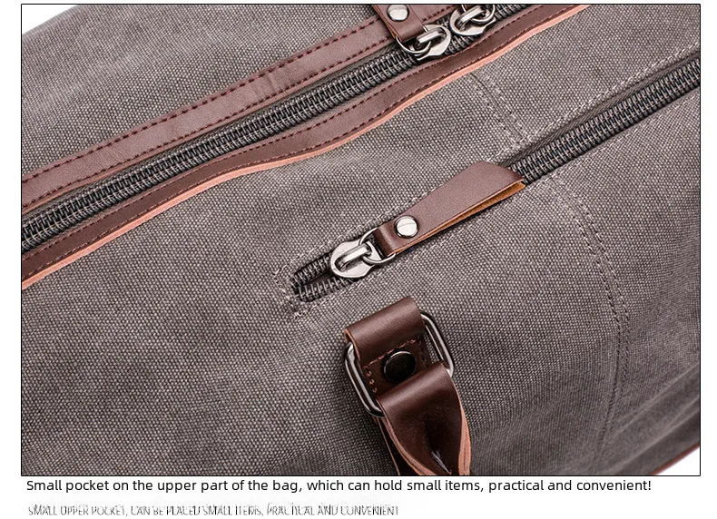 Canvas Travel Bag Men's Imitation Leather PU Outdoor Luggage Travel Fitness Photography Bag Large Capacity Handbag display picture 27