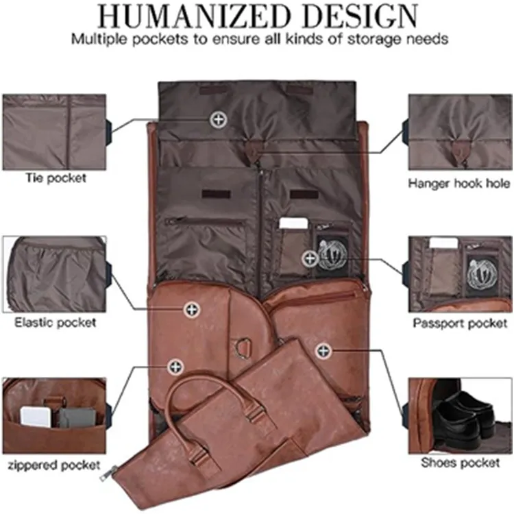 In Stock New Convertible Travel Clothing Carry-on Luggage Bag 2-in-1 Hanging Suitcase Suit Travel Bag display picture 5