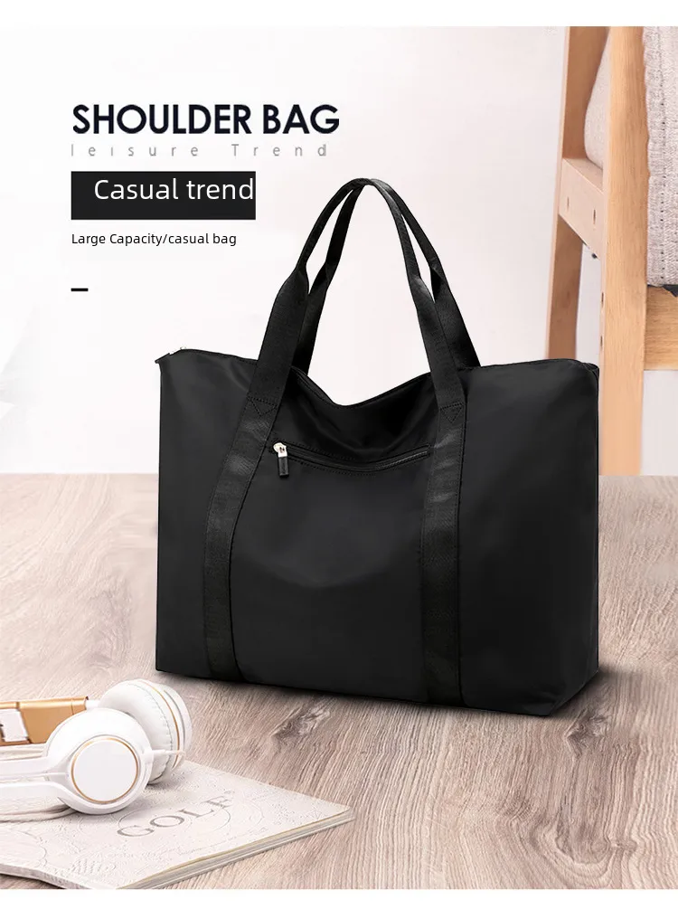 New Nylon Cloth Men's And Women's Portable Large Capacity Backpack Travel Bag Shoulder Portable Newspaper Luggage Bag Storage Bag display picture 1