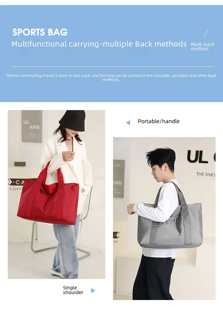 New Nylon Cloth Men's And Women's Portable Large Capacity Backpack Travel Bag Shoulder Portable Newspaper Luggage Bag Storage Bag display picture 2