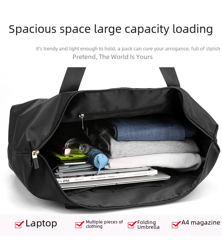 New Nylon Cloth Men's And Women's Portable Large Capacity Backpack Travel Bag Shoulder Portable Newspaper Luggage Bag Storage Bag display picture 7