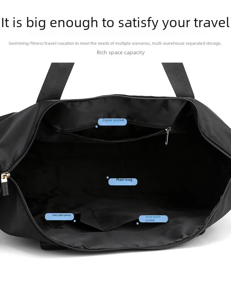 New Nylon Cloth Men's And Women's Portable Large Capacity Backpack Travel Bag Shoulder Portable Newspaper Luggage Bag Storage Bag display picture 8