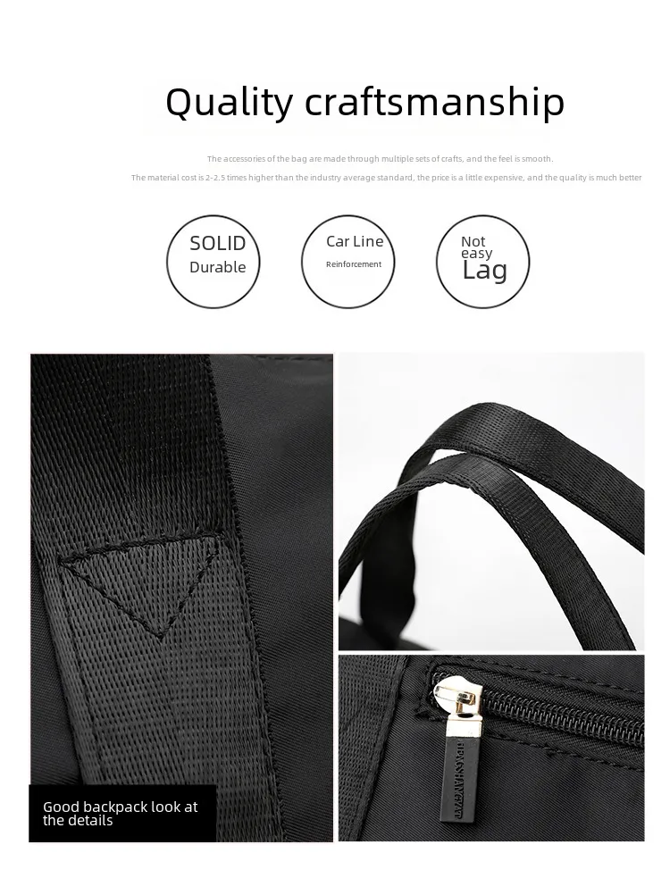New Nylon Cloth Men's And Women's Portable Large Capacity Backpack Travel Bag Shoulder Portable Newspaper Luggage Bag Storage Bag display picture 11