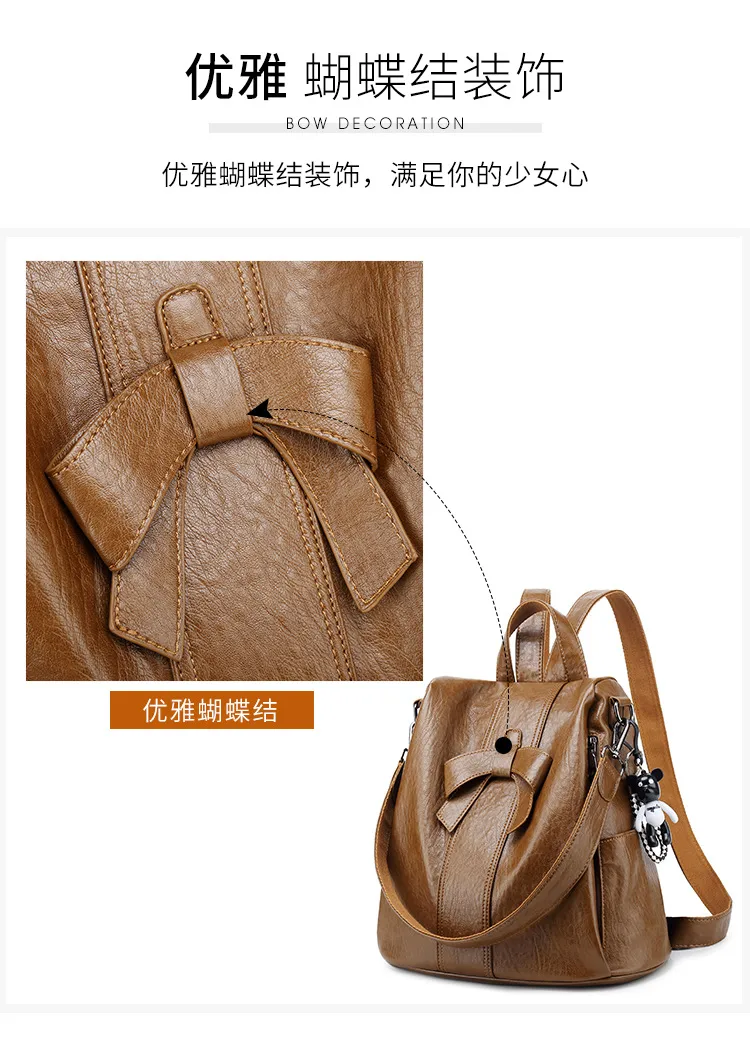 Trendy Anti-theft Backpack For Women  Spring And Summer New Korean Style Fashionable Multi-purpose Cute Bowknot Backpack Travel Bag display picture 4