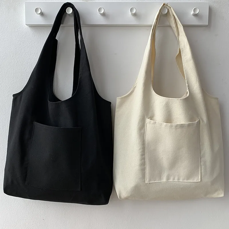 Pure Color Blank Hand-painted Canvas Bag Female Single Shoulder Japanese Simple Artistic Travel Large Capacity Student Class Book Bag display picture 1