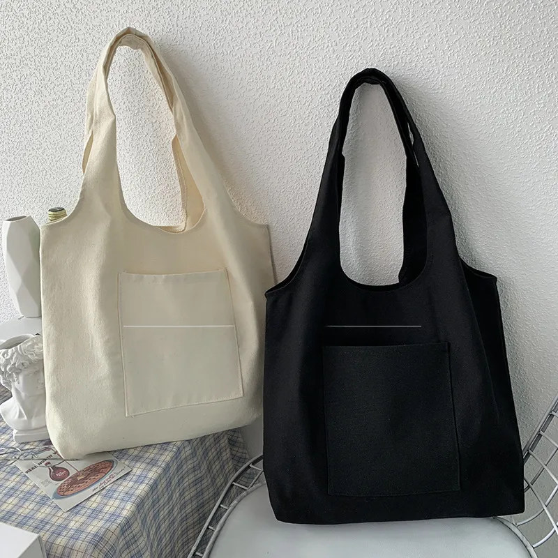 Pure Color Blank Hand-painted Canvas Bag Female Single Shoulder Japanese Simple Artistic Travel Large Capacity Student Class Book Bag display picture 17