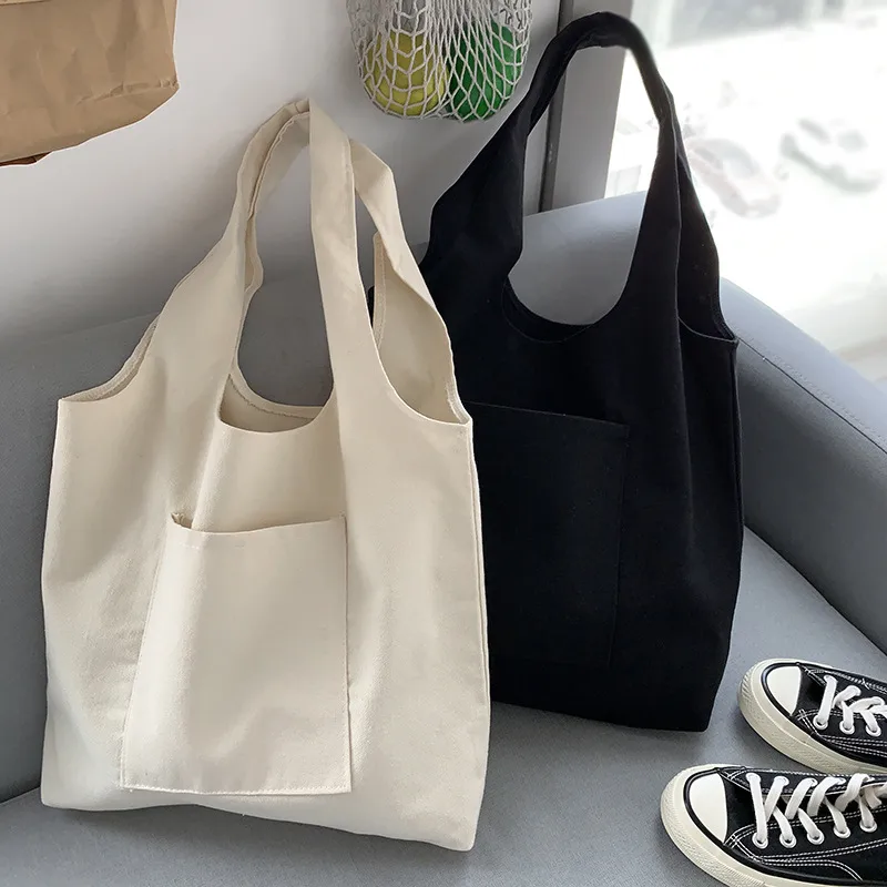 Pure Color Blank Hand-painted Canvas Bag Female Single Shoulder Japanese Simple Artistic Travel Large Capacity Student Class Book Bag display picture 19